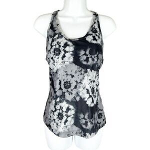 Nike Dri Fit Athletic Tank Top L Black Gray Racerback Shelf Bra Stretch Nice!